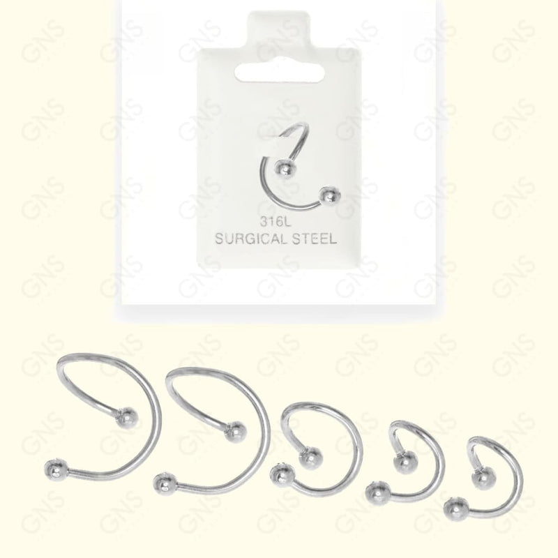 Mey025 Spirals Ball Silver Body Jewelry