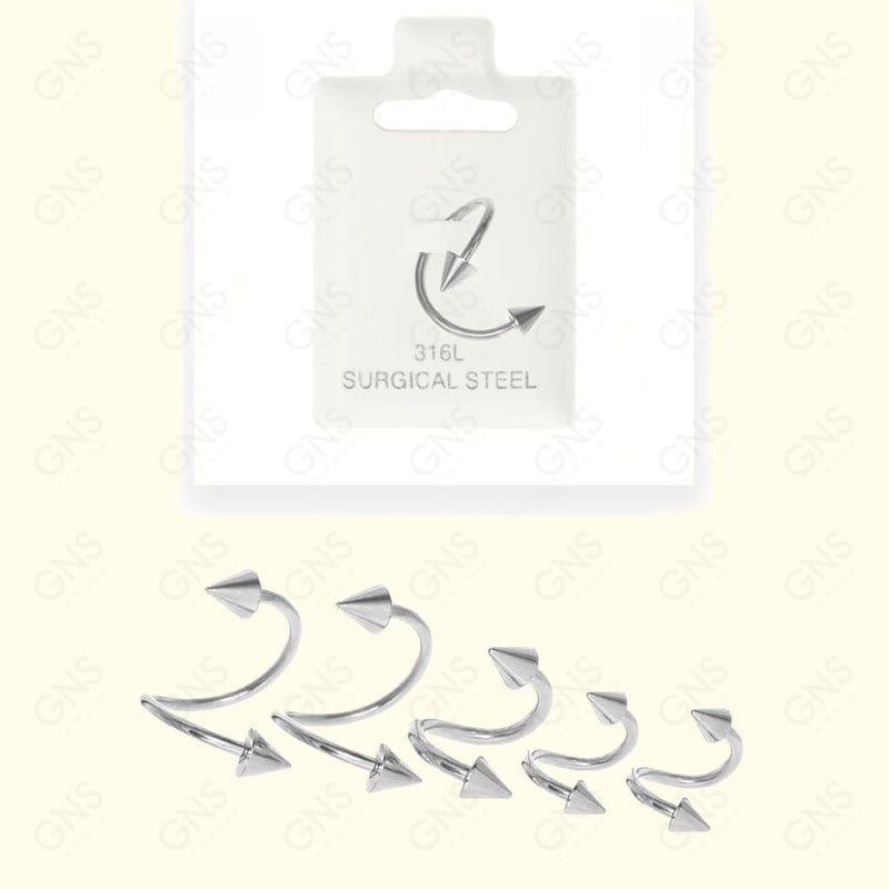 Mey027 Spirals Spikes Silver Body Jewelry