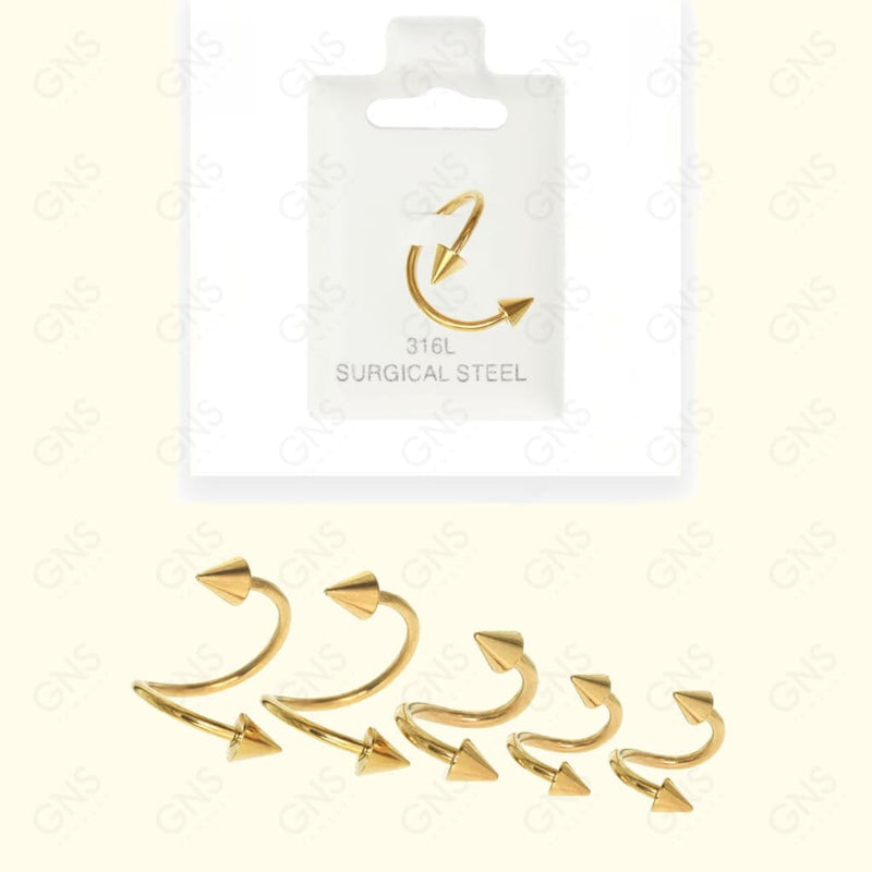 Mey028 Spirals Spikes Gold Body Jewelry
