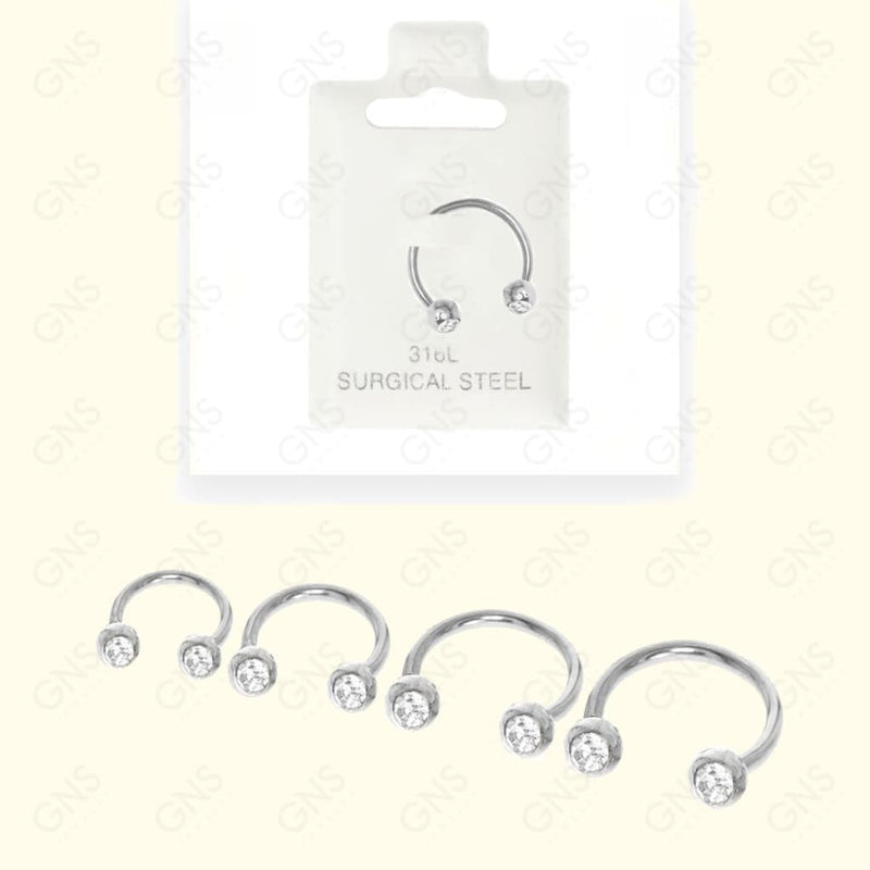 Mey029 Horseshoes Ball 1 Stone Silver Body Jewelry