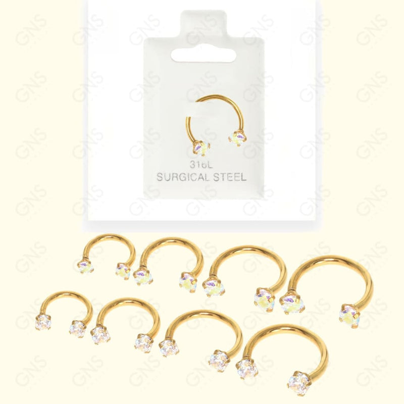 Mey035 Horseshoes 2 Cubic Gold Body Jewelry