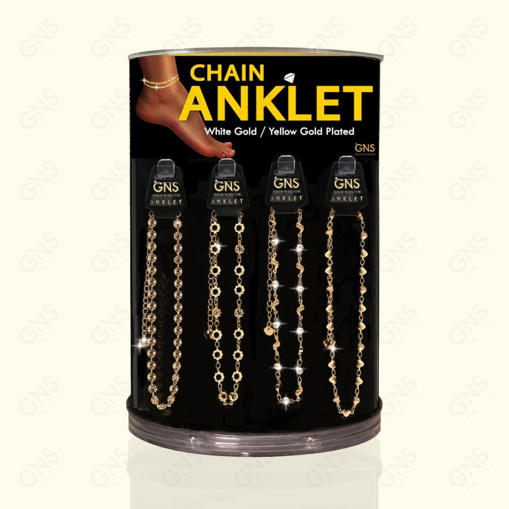#2 Chain Anklet 2 Side Gold & Silver (5-8)