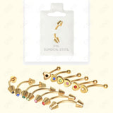 Mey006 Multi Color 1 Stone Gold Body Jewelry
