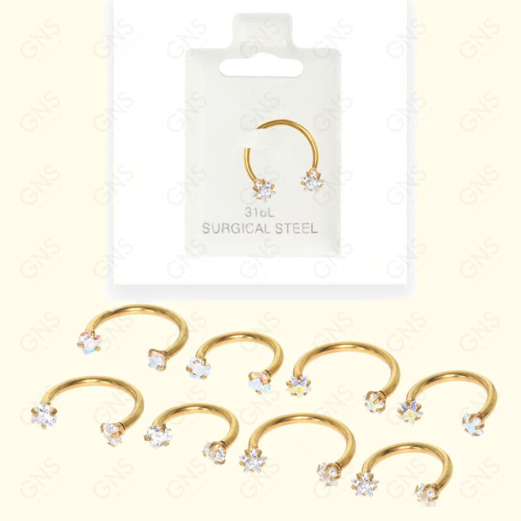Mey034 Horseshoes Design Cubic Gold Body Jewelry
