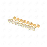 No Puff Gold Metal Labret Ab-Crystal Chin 12Pcs Bmchmlabcg Body Jewelry